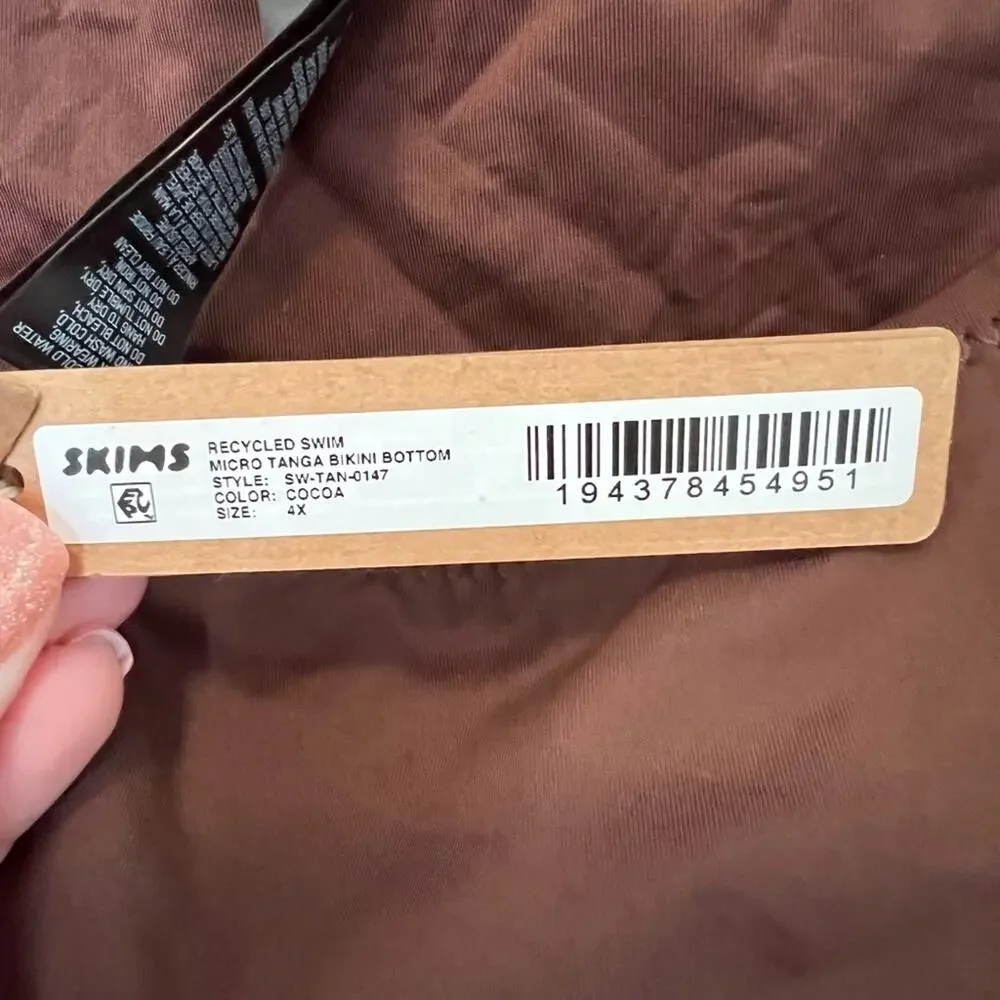 NWT Skims Recycled Swim Micro Tanga‎ Cheeky Bikini Bottoms Cocoa 4X Brown
